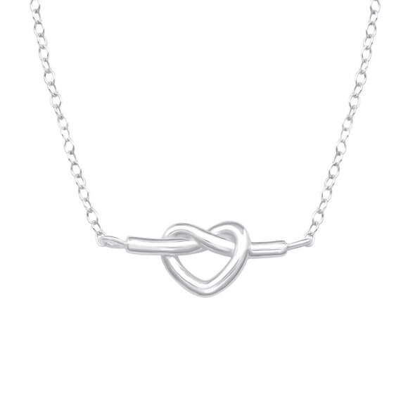 Sterling Silver Heart Knot Necklace - Picture 1 of 7